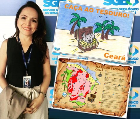 Iris Pereira participar de live no canal da APGCE para apresentar dois produtos de sua autoria: o Mapa Geolgico Infantil do Cear e a histria em quadrinhos Caa ao Tesouro 