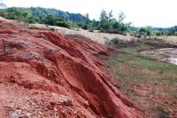 Afloramento sedimentar com indícios de fragmentos de material paleontológico, biopertubações e ocorrências de pegadas. (Autor: Michel Godoy, 2008)