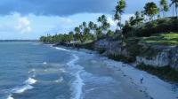 Visão panorâmica da falésia da Praia de Guadalupe constituída por rochas sedimentares da Formação Cabo. Foto: Rogério Valença Ferreira.