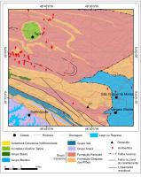 Figura 2 - Mapa geológico simplificado da região da Serra da Canastra, no sudoeste de Minas Gerais, com a localização do geossítio Cachoeira da Casca d´Danta (SIGEP 27) (CPRM, 2014). Figura anexada pelo responsável do cadastro.