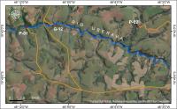 Fig. 1 - Imagem de satélite com a localização do geossítio. G-12 (Cachoeira Azul); P-01 (Cachoeira do Monjolo); P-02 (Cachoeira do Bambuzal).