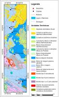 Figura 1 - Mapa tectônico simplificado de parte da Faixa Brasília, com a localização da área do geossítio Conophyton de Cabeludo (SIGEP 73) na região de Vazante (CPRM, 2014). Figura anexada pelo responsável do cadastro.