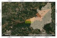 Fig. 10 - Imagem de satélite da área onde se encontra a Serra da Piedade com os polígonos de tombamento. Imagem extraída do Basemap do ArcGis(setembro de 2022). (1) APA Municipal Descoberto; (2) APA Municipal Aguas da Serra da Piedade; (3) Parque Municipal Florestal Chacara do Lessa; (4) Monumento Natural Estadual da Serra da Piedade; (5) RPPN AngloGold Ashanti-Cuiaba; (6) RPPN Reserva Monsenhor Domingos Evangelista; (7)RPPN Reserva da Serra da Piedade.