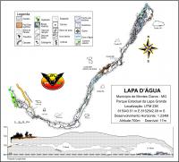 Figura 4 – Mapa espeleológico da Lapa d´água. Orientação do mapa com o norte magnético (Espeleogrupo Peter Lund, 2015).