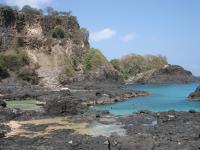 Falésia em rochas basálticas, onde está localizado o Mirante da Baia dos Porcos no topo. Foto: Rogério Valença Ferreira