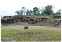 Pedreira localizada na entrada do bairro de 
Vista Alegre, exibindo as melhores exposições da brecha 
polimíctica de impacto (“impactito”) do interior do 
Astroblema de Vista Alegre (Fonte: Crósta et al., 2013 - Registro SIGEP).