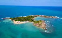 Vista panorâmica aérea da Ilha de Santo Aleixo formada por riolitos da Província Magmática do Cabo. Foto: https://pt.wikipedia.org/wiki/Ilha_de_Santo_Aleixo#/media/Ficheiro:Ilha_de_Santo_Aleixo_-_Pernambuco.jpg. Acesso em 18/08/21.