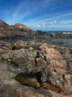 Afloramento no Farol da Barra, veios graniticos que cortam as rochas granulíticas do embasamento cristalino, Salvador-Ba.