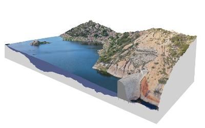 Modelo 3D do Geosstio Aude Gargalheiras no Serid Geoparque Mundial da UNESCO (Fonte: elaborado por Rubson Maia)