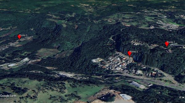  Localização dos pontos vistoriados no município de Gramado (RS) - Ponto 1: Rua das Azaleias; Ponto 2: Estrada da
Pedreira e Ponto 3: Loteamento Orlandi